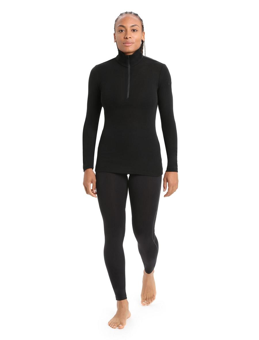 Base Layers Icebreaker Merino 175 Everyday Long Sleeve Half Zip Thermal Top Damskie Czarne | PL 1084BEXC